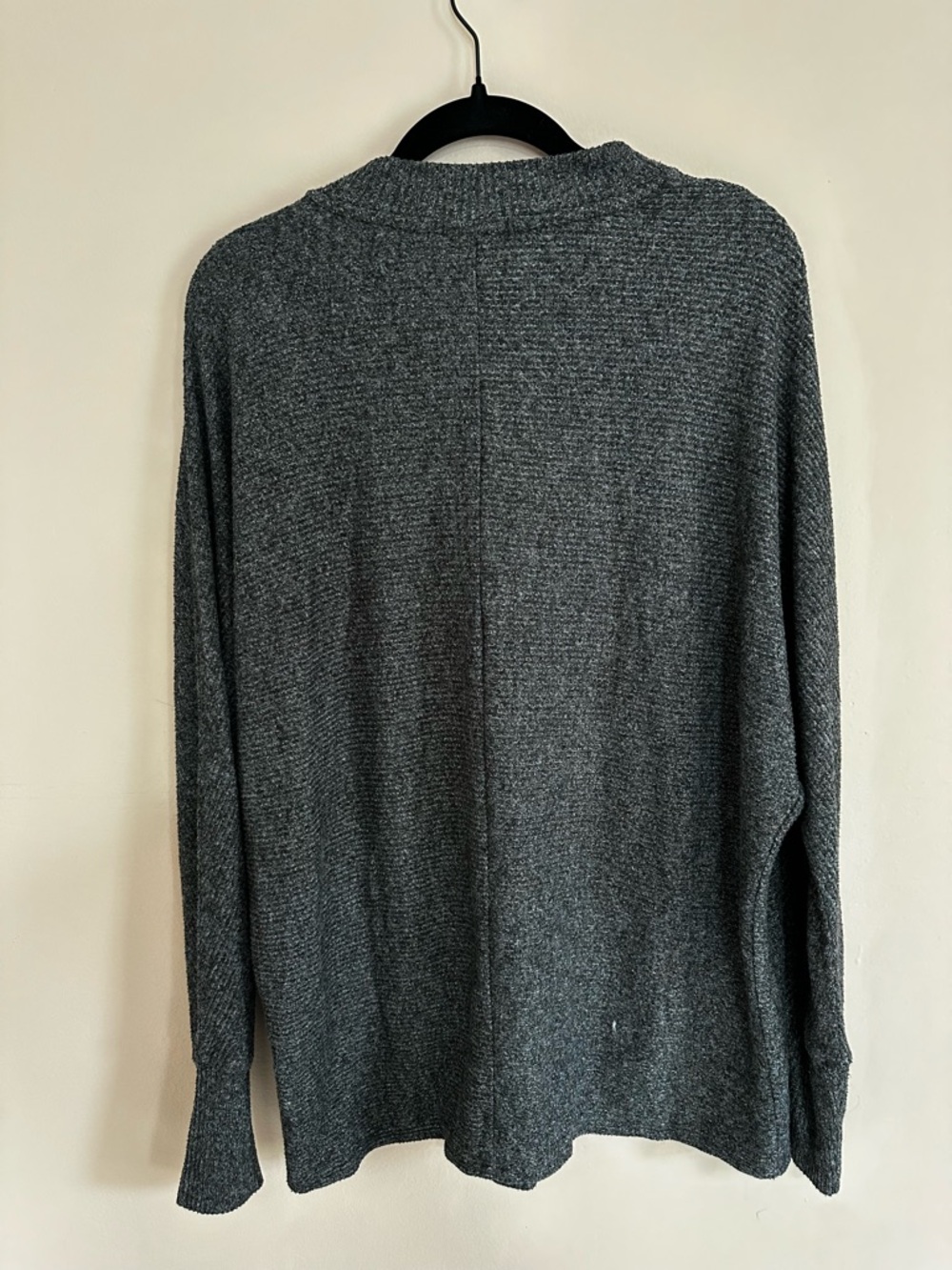 Mock Neck Grey Ribbed Sweater - Picture 2 of 2